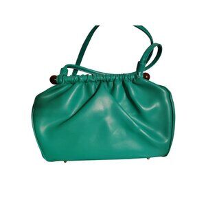 Vintage Garay Green Double Handled Purse Handbag, Lucite Snap Handle Accent MCM